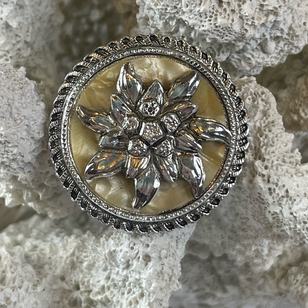 West Germany Vintage scarf clip/ with floral motif. Old money, rare